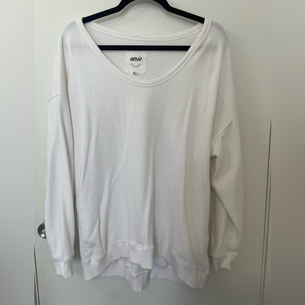 Aerie White Summer Daze Sweatshirt Size XS